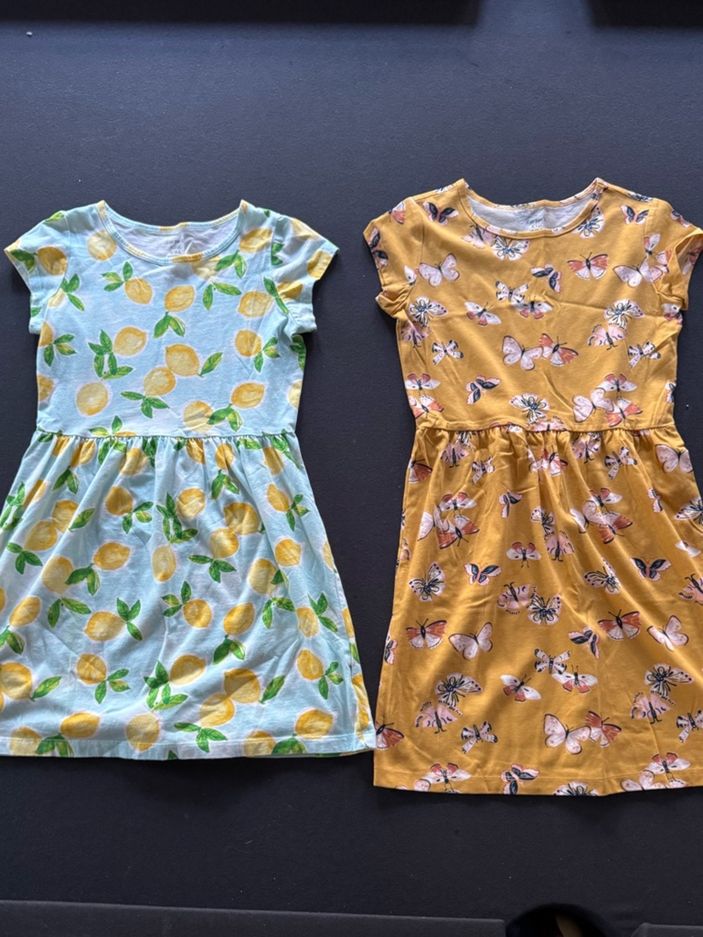 Carter kids  size 8 Lemon Print Short Sleeve Dress - Yellow & Light Blue